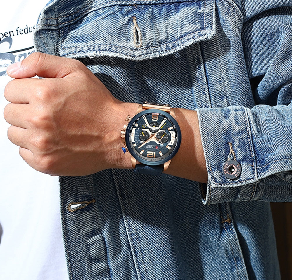 Herren Armbanduhr Silber Schwarz Edelstahl Fashion Luxus Chronograph Business