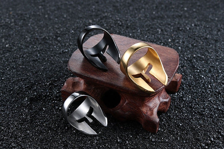 Edelstahl Ring Krieger Helm Sparta Maske Gladiator Troja 300 Biker