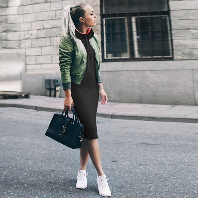 Dame Kapuzenpullover Minikleid Hoodie Sweatshirt Longtops Tunika Jumper Kleid