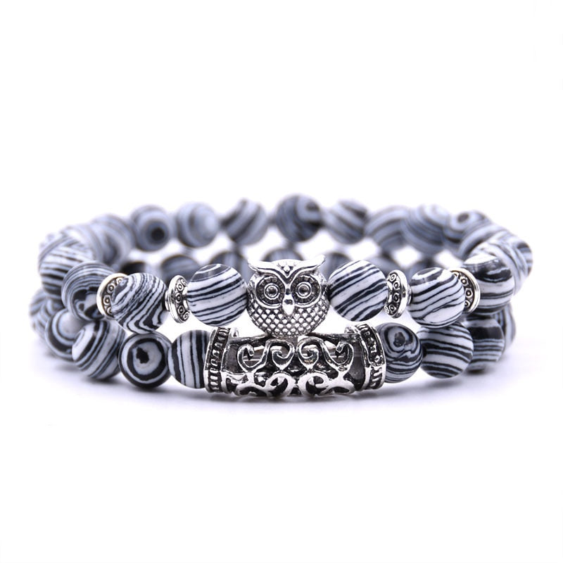 YIZIZAI 2er SET ARMBAND DAMEN HERREN Naturstein Freundschaftsarmband Yoga