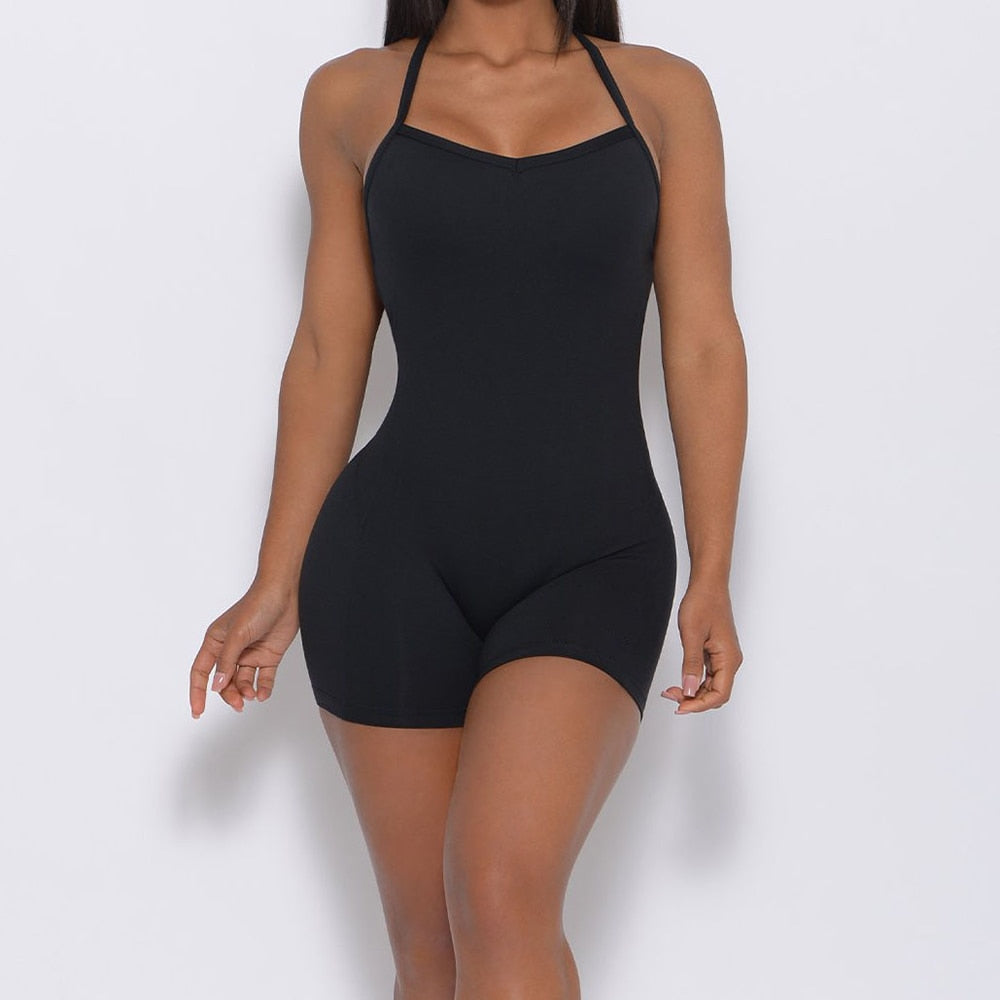 Damen Overall Jumpsuit Sport Yoga Hose Sexy Rückenfrei Fitness Anzug Einteiler