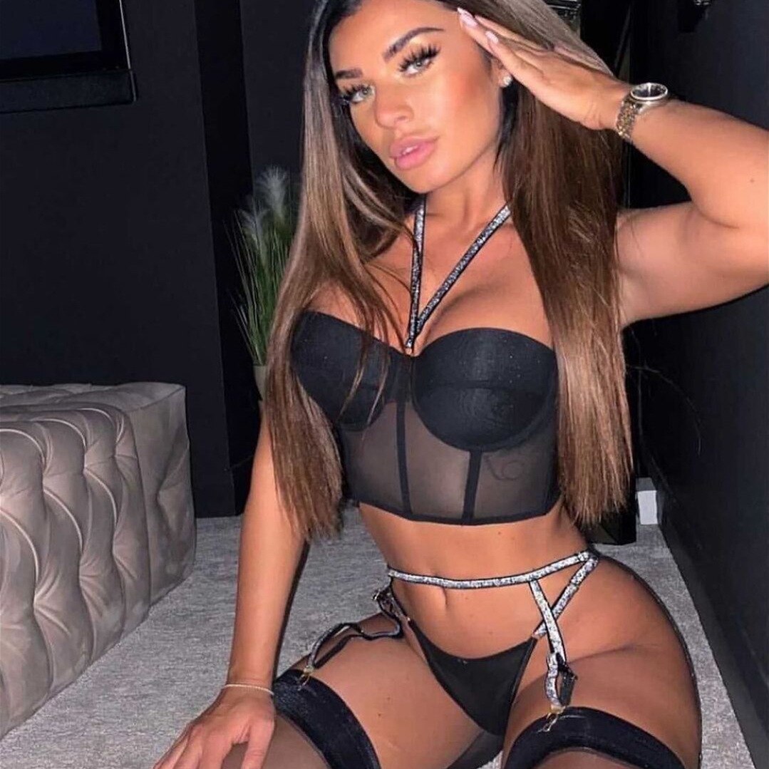 Damen Sexy Spitze Dessous Bodysuit Babydoll Reizwäsche Body Unterwäsche Schwarz