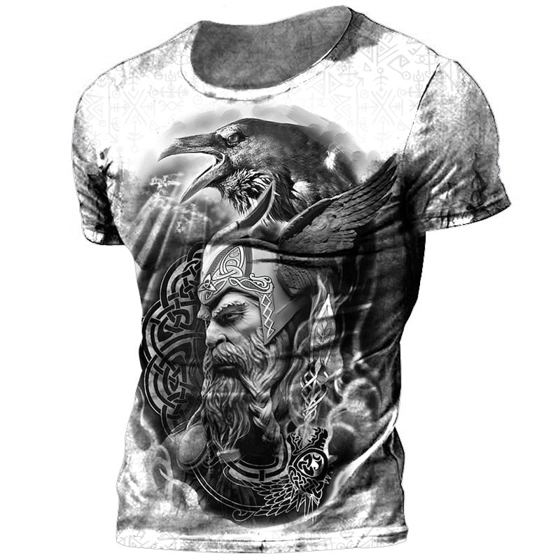 Herren Viking Tattoo 3D T-Shirt Rundhals Unisex Sommer Streetwear