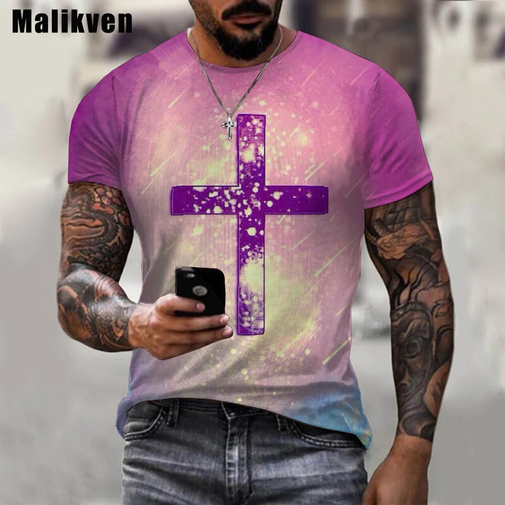 3D T-Shirt Unisex Sommer Streetwear Jesus Christus Kreuz
