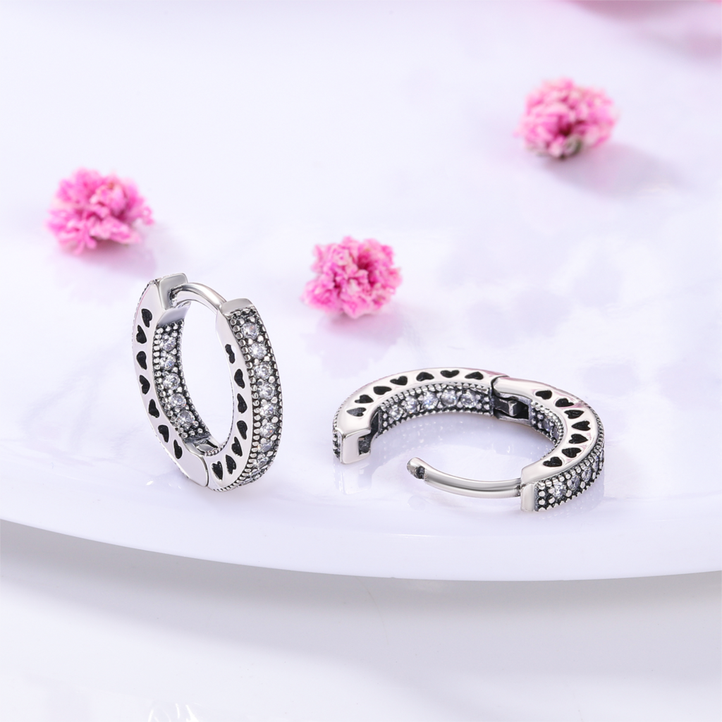 1 Paar Creolen aus 925 sterling Silber Ohrringe Ohrschmuck Zirkonia Ohrstecker