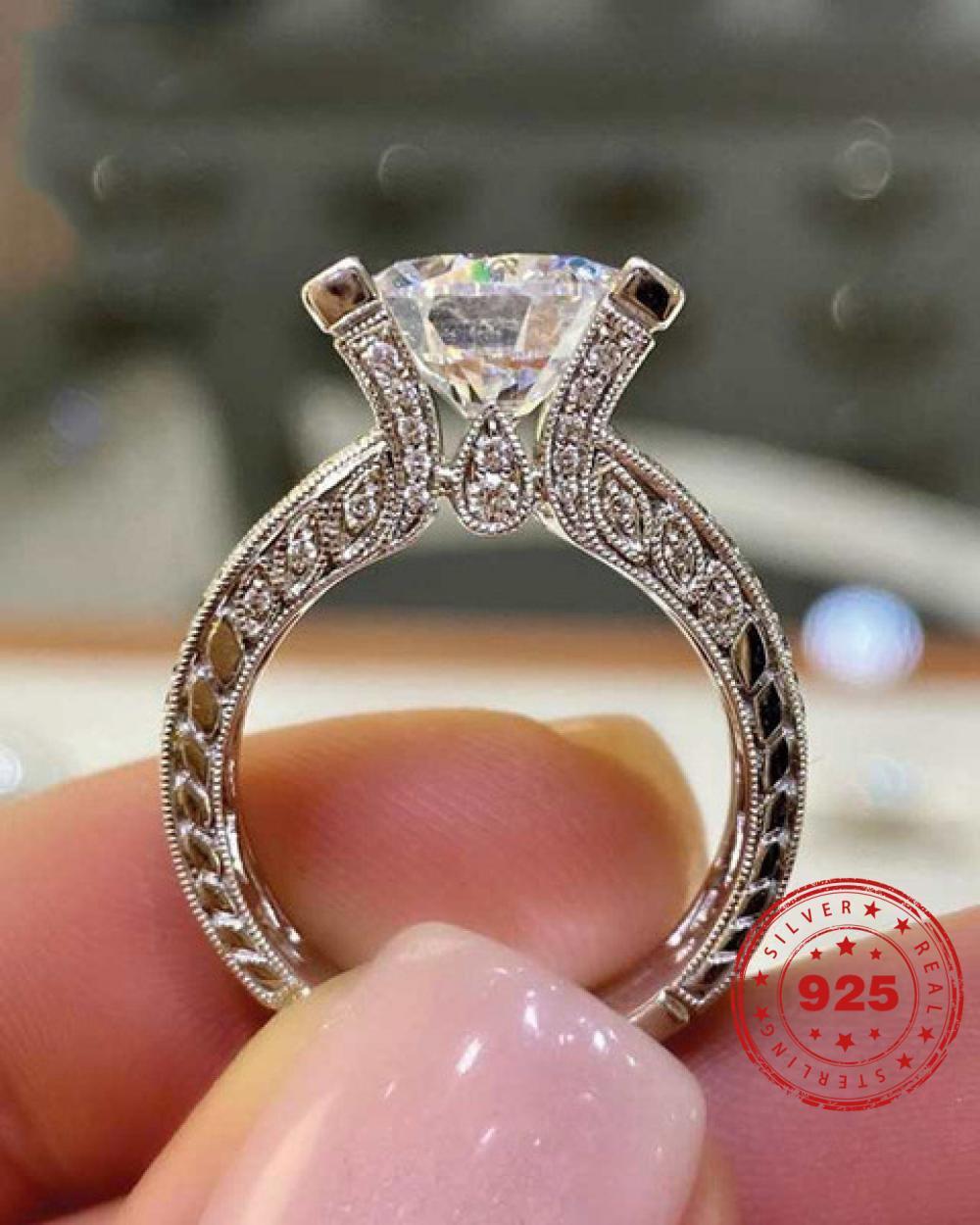 Massiv Sterling Silber 925 Ring filigran Fashion Damenring mit 3A Zirkonia