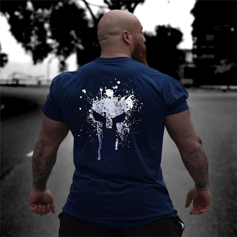 Herren Gym Fitness Viking Tattoo 3D T-Shirt Rundhals Unisex Streetwear