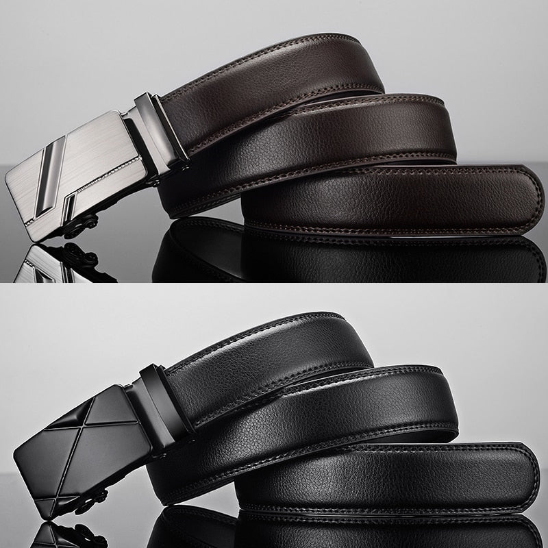 Neue Herren Gürtel Automatik Schnalle Echtes Leder Herrengürtel Luxusgürtel