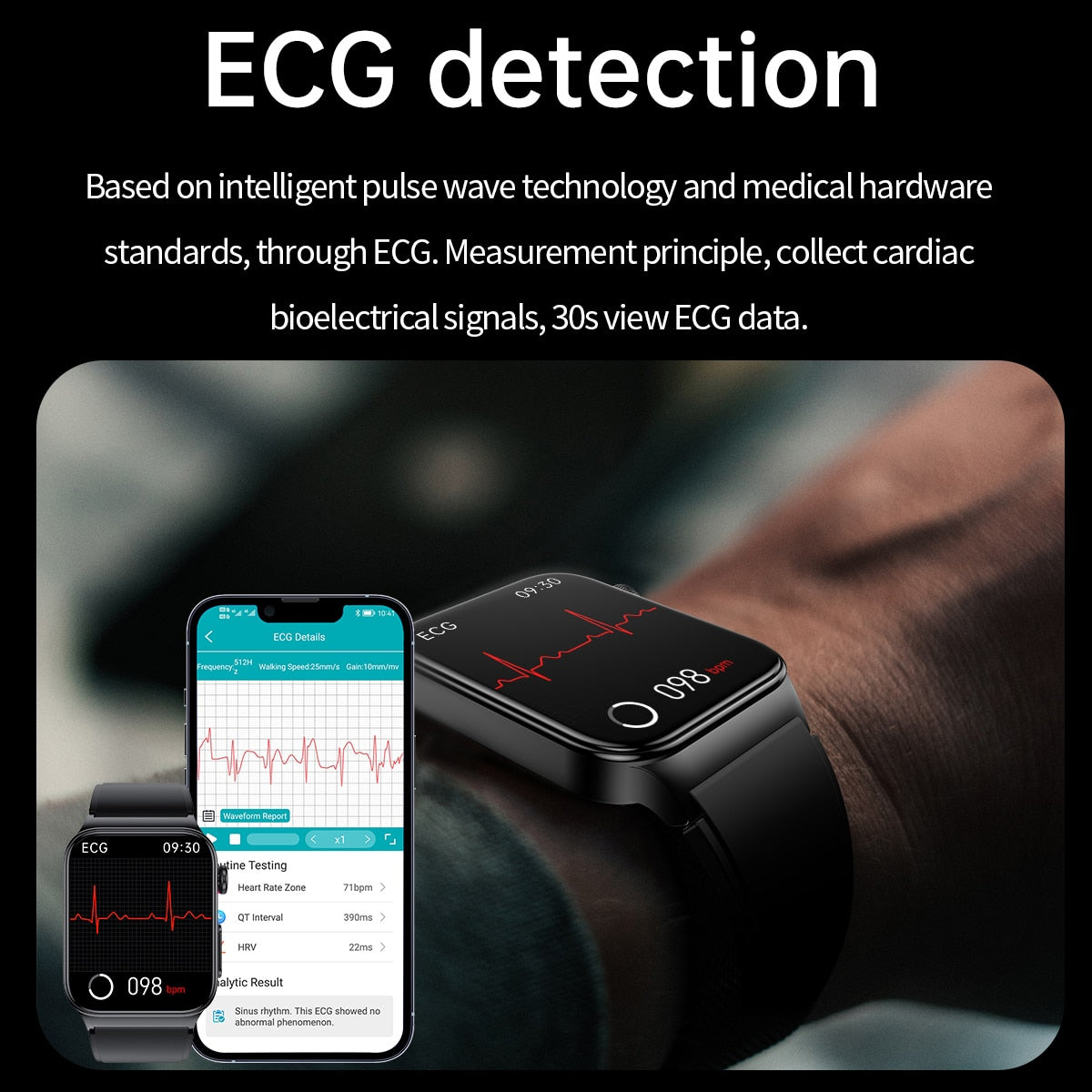 EKG + PPG Bluetooth Smart watch Fitness Tracker Sport Uhr Puls Armband Wasserdicht