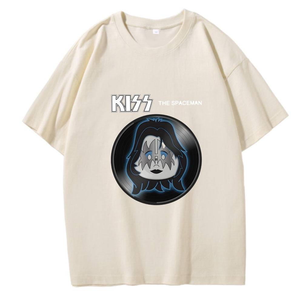 Herren 3D T-Shirt Rundhals Unisex Kiss Streetwear Hard Rock Band 100% Baumwolle