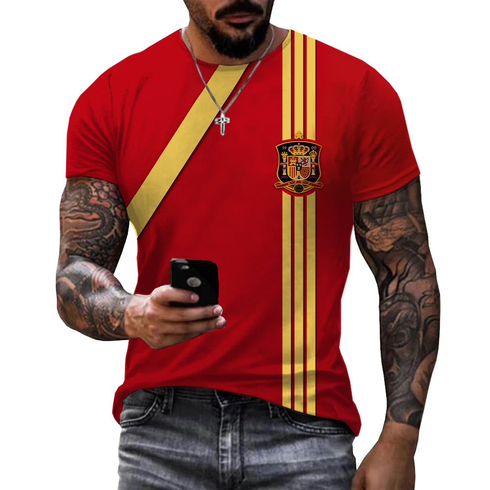 Herren Spanien Spain 3D T-Shirt Rundhals Unisex Sommer Streetwear