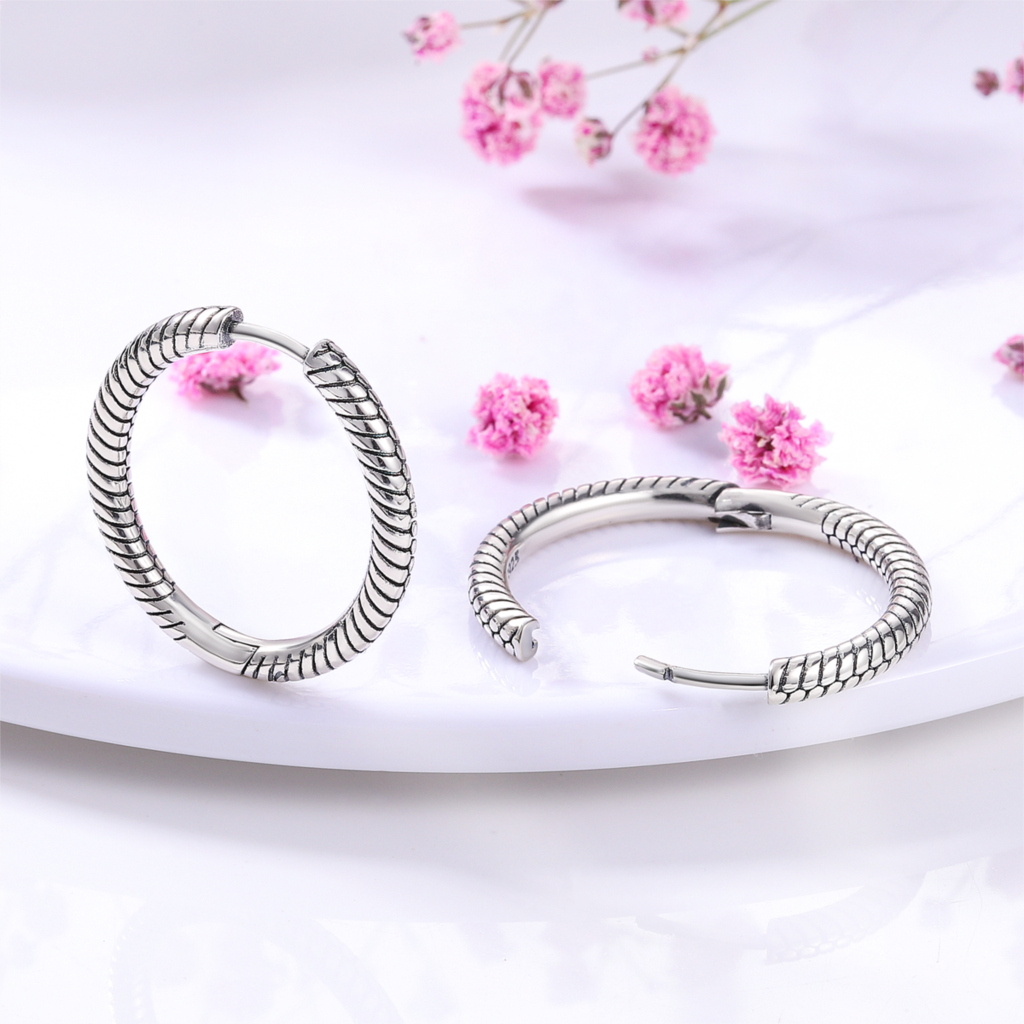 1 Paar Creolen aus 925 sterling Silber Ohrringe Ohrschmuck Zirkonia Ohrstecker