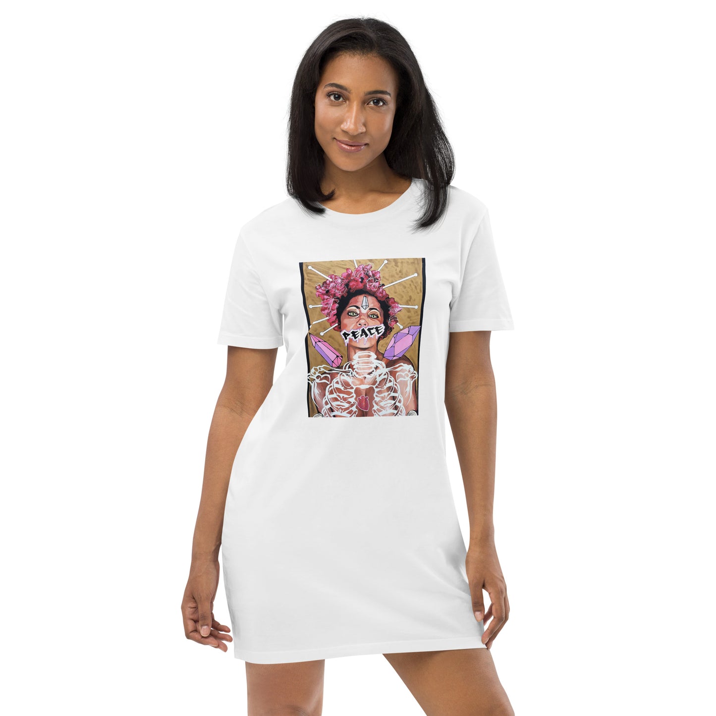 T-Shirt-Kleid aus organischer Baumwolle PEACE