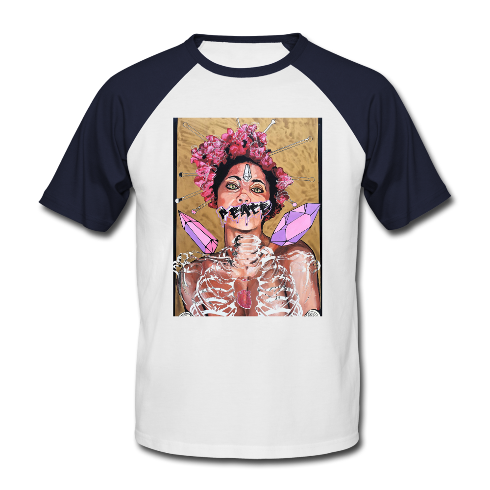 Männer Baseball-T-Shirt Peace - Weiß/Navy