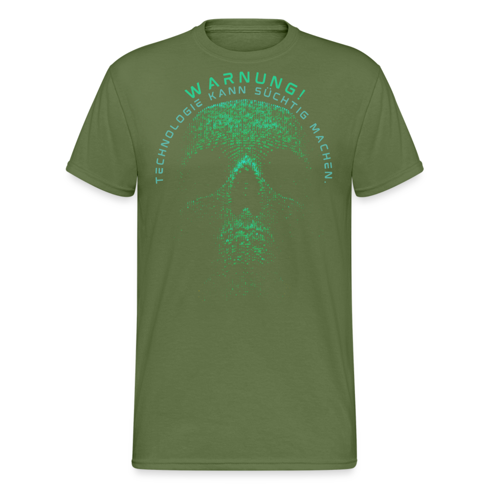Fashion Herren Skull Gildan Heavy T-Shirt Rundhals Unisex Streetwear - Militärgrün
