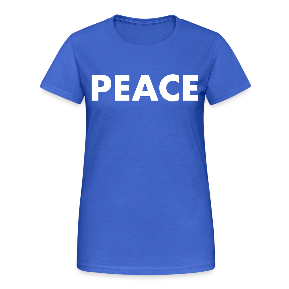 T-Shirt Damen Oberteil Frauen Peace kurzarm Tshirt Baumwolle Rundhals - Königsblau