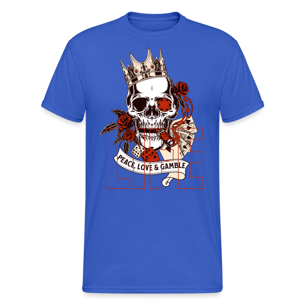Fashion Herren Skull Heavy T-Shirt Rundhals Unisex Streetwear - Königsblau