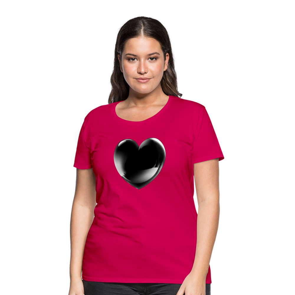 Damen Sommer Top 3D Herz T-Shirt Rundhals Streetwear lockeres Damentop - dunkles Pink