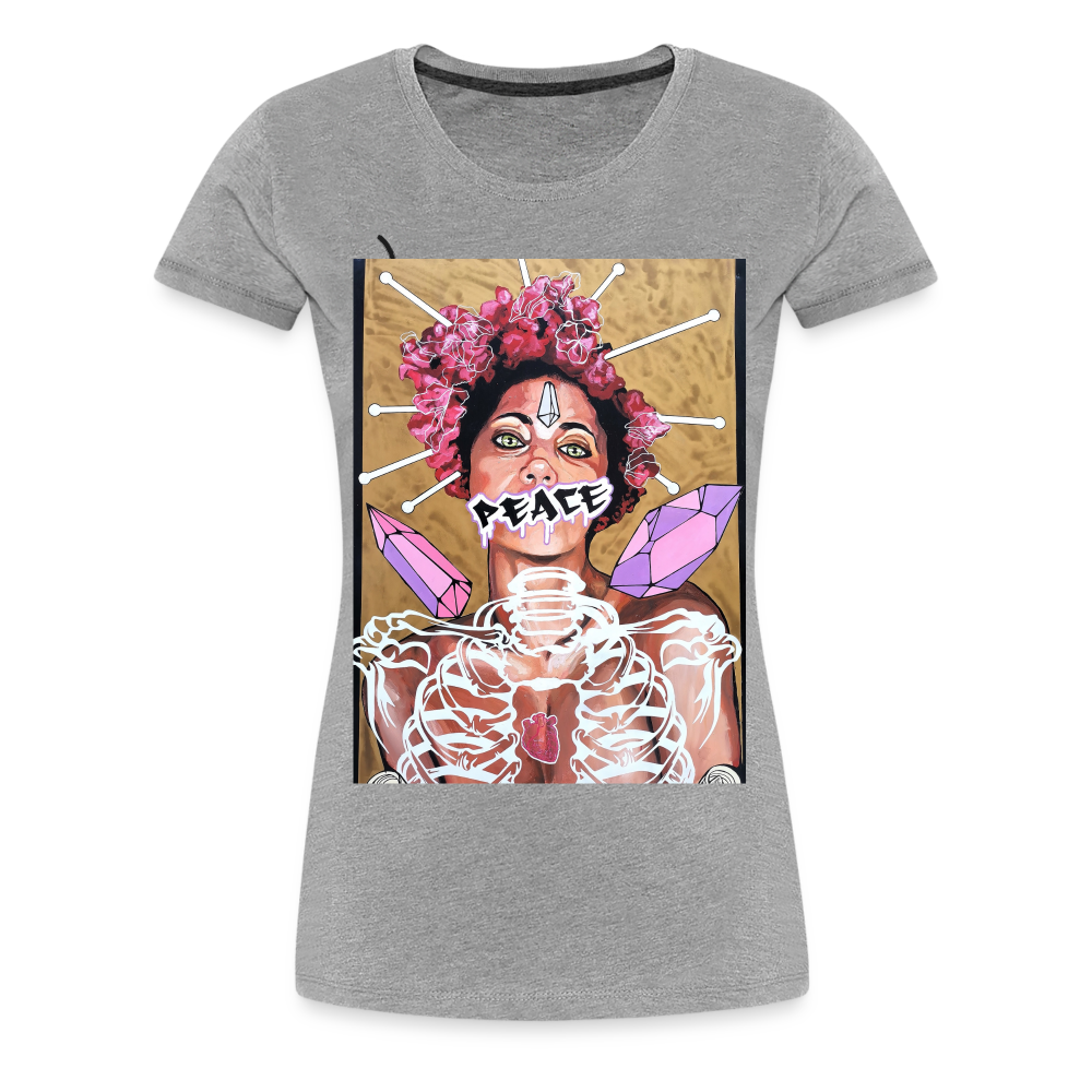 Frauen Premium T-Shirt Peace - Grau meliert