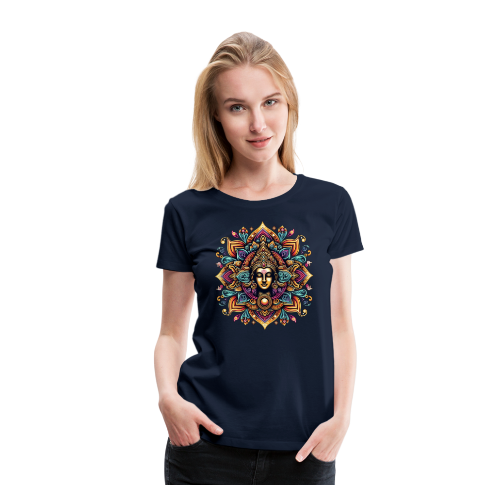 Damen Sommer Top Spirituelles Yoga T-Shirt Rundhals Streetwear lockeres Damentop - Navy