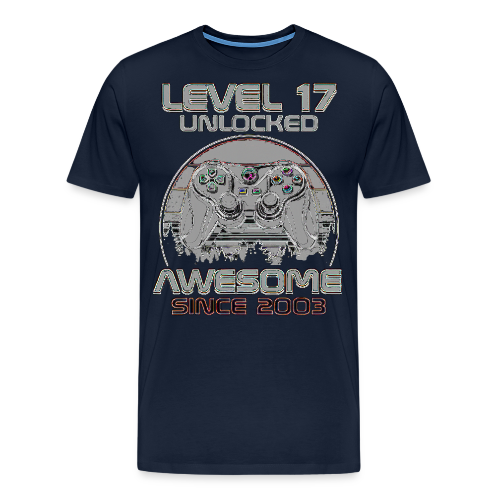 Gamer T-Shirt Top Level 17 Unlocked Fashion Herren Streetwear 100% Baumwolle - Navy