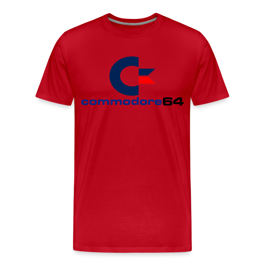 Fashion Herren Gaming Top Commodore T-Shirt Retro Streetwear 100 % Baumwolle - Rot