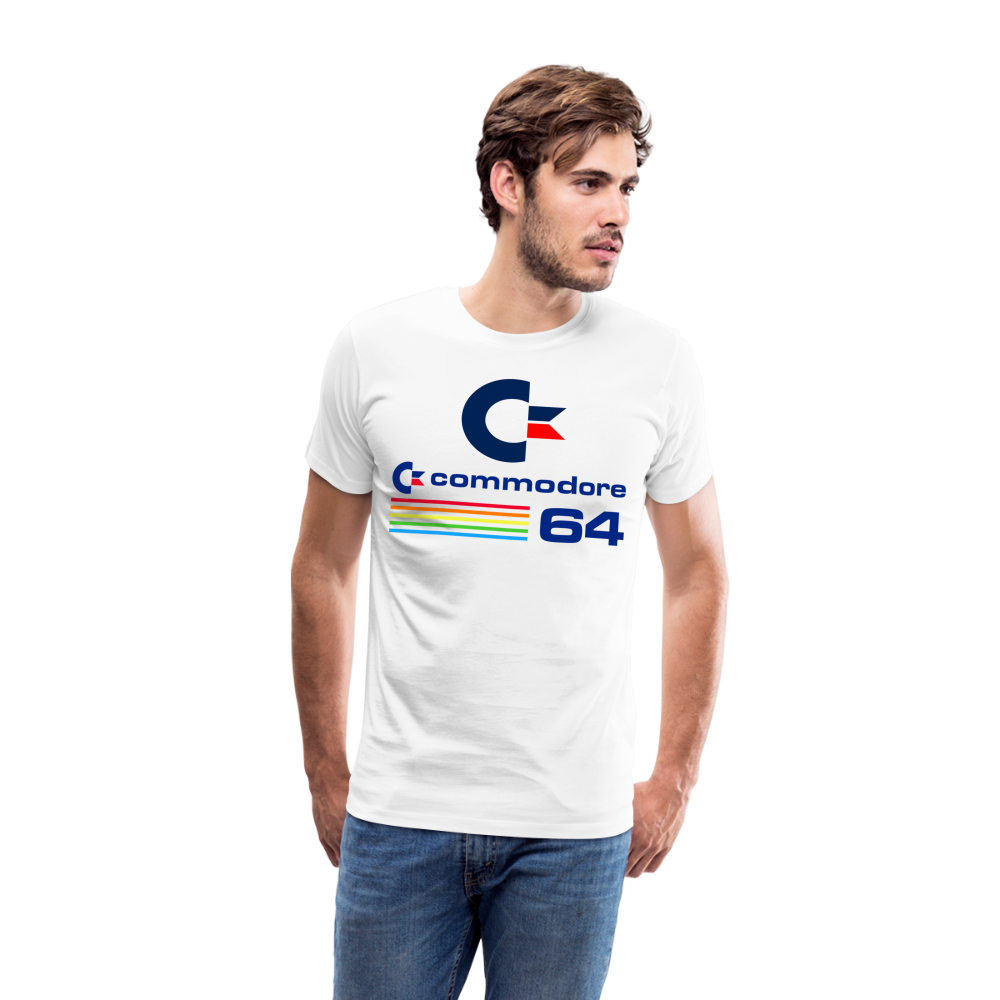 Fashion Herren Gaming Top Commodore T-Shirt Retro Streetwear 100 % Baumwolle - Weiß