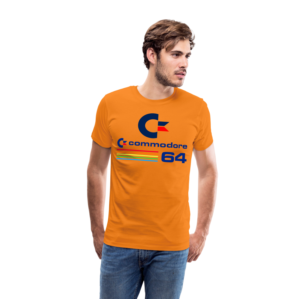Fashion Herren Gaming Top Commodore T-Shirt Retro Streetwear 100 % Baumwolle - Orange