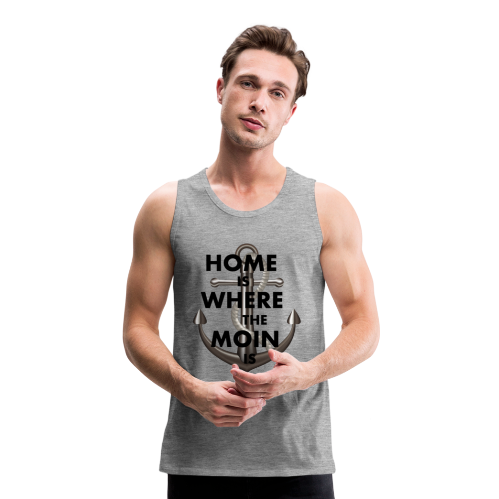 Männer Premium Tanktop T-Shirt Muskelshirt Achselshirt Home is Where the Moin is - Grau meliert