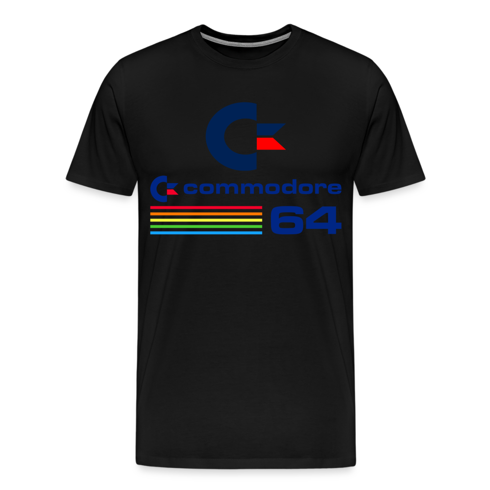 Fashion Herren Gaming Top Commodore T-Shirt Retro Streetwear 100 % Baumwolle - Schwarz