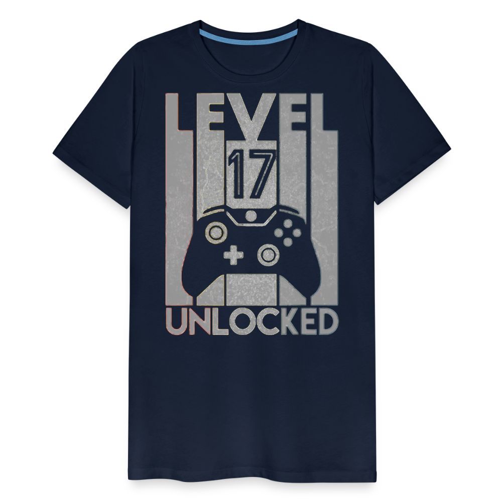 Gamer T-Shirt Top Level 17 Unlocked Fashion Herren Streetwear 100% Baumwolle - Navy