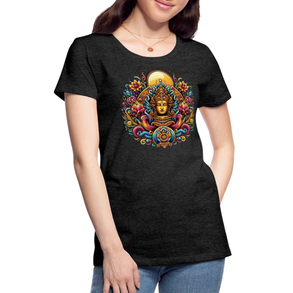 Damen Sommer Top Spirituelles Yoga T-Shirt Rundhals Streetwear lockeres Damentop - Anthrazit