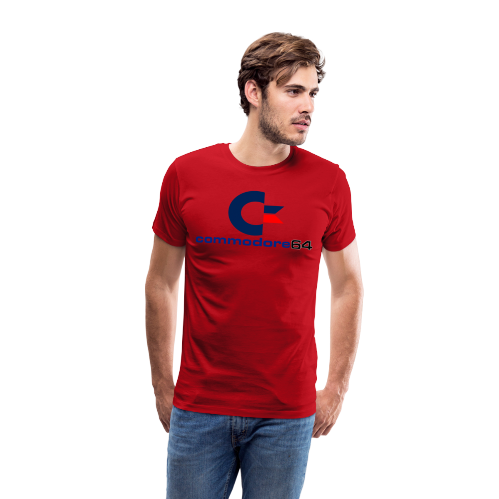 Fashion Herren Gaming Top Commodore T-Shirt Retro Streetwear 100 % Baumwolle - Rot