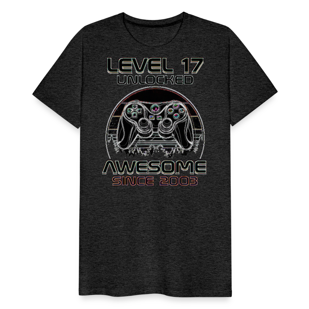 Gamer T-Shirt Top Level 17 Unlocked Fashion Herren Streetwear 100% Baumwolle - Anthrazit