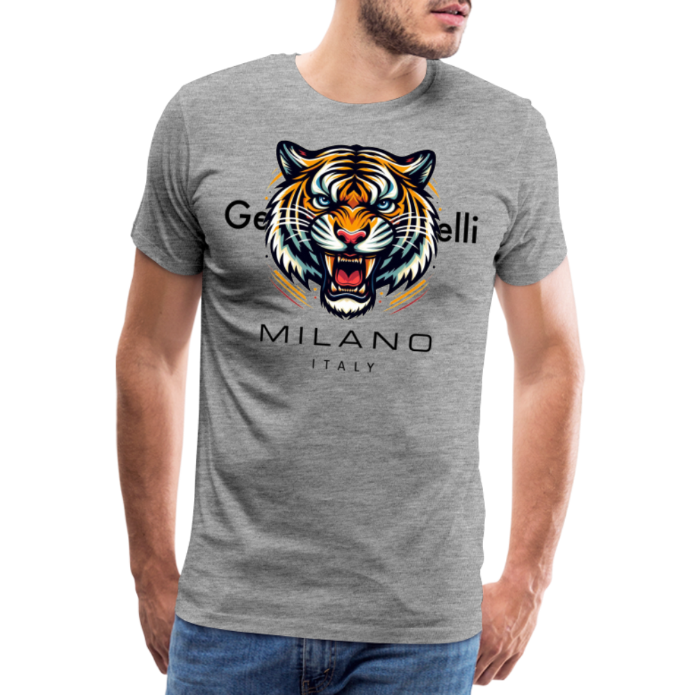 Männer T-Shirt Rundhals Unisex Tiger Sommer Streetwear Tank Top 100% Baumwolle - Grau meliert