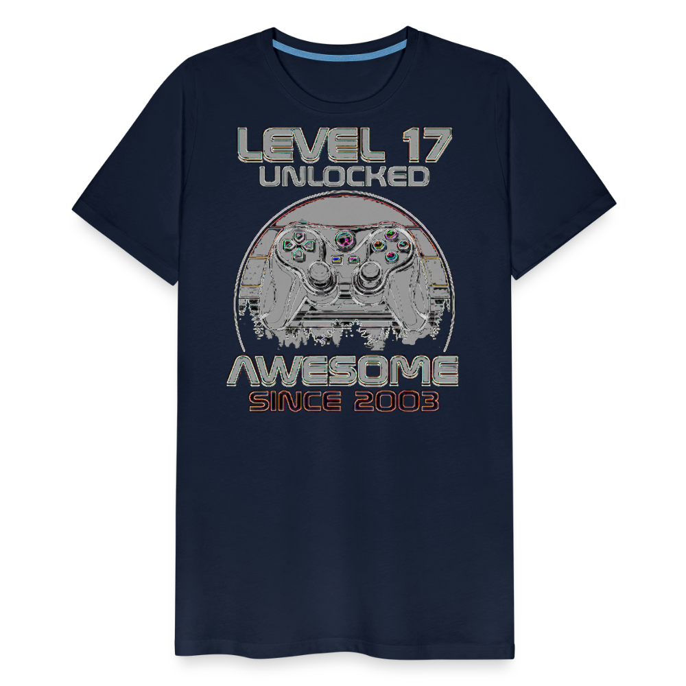 Gamer T-Shirt Top Level 17 Unlocked Fashion Herren Streetwear 100% Baumwolle - Navy