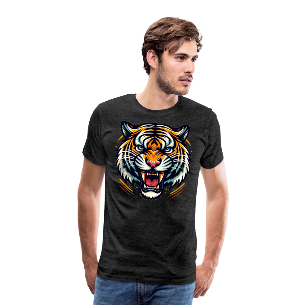 Männer T-Shirt Rundhals Unisex Tiger Sommer Streetwear Tank Top 100% Baumwolle - Anthrazit