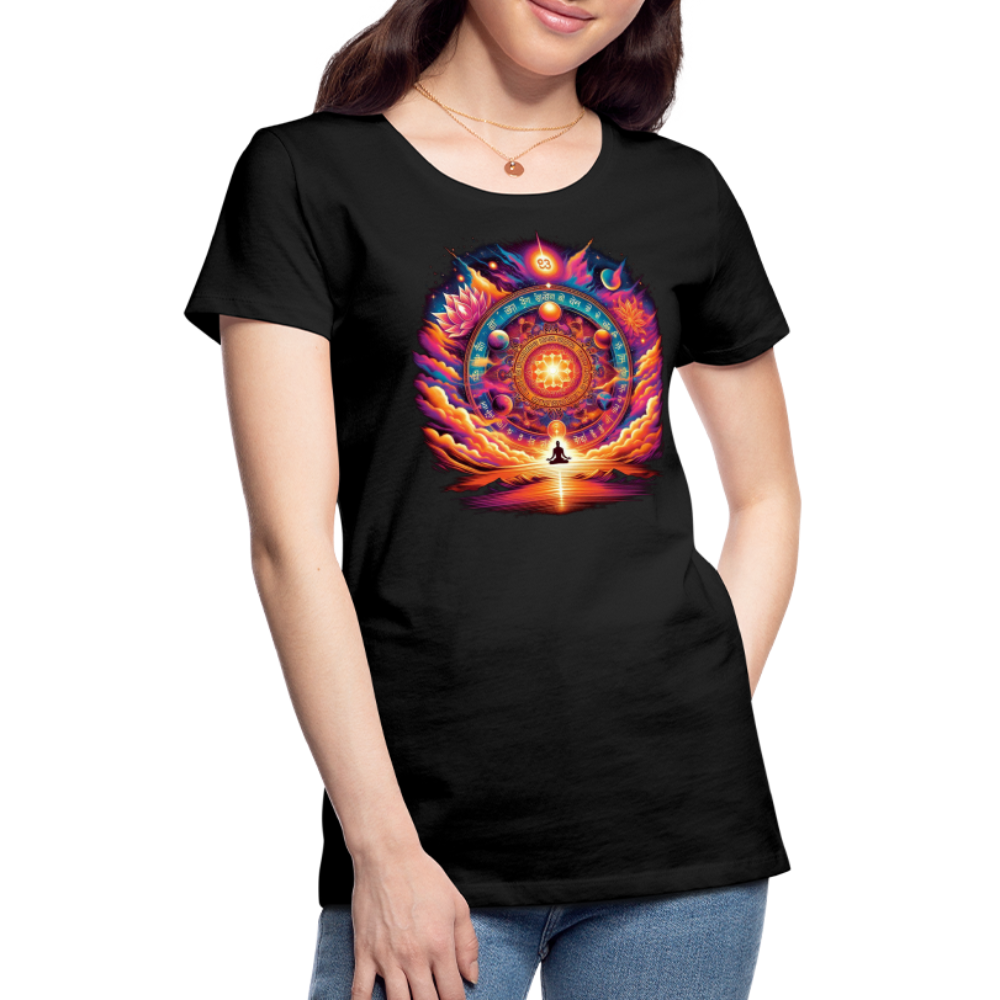 Damen Sommer Top Spirituelles Yoga T-Shirt Rundhals Streetwear lockeres Damentop - Schwarz