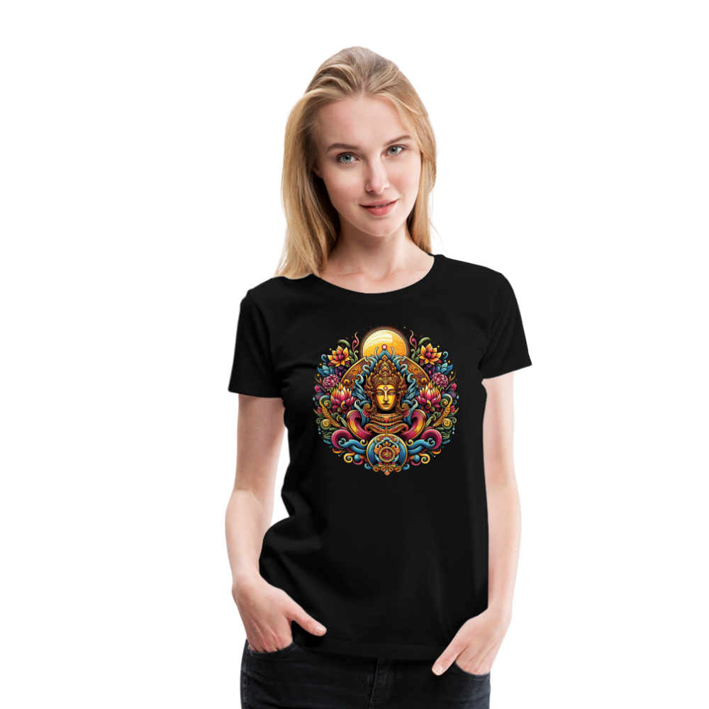 Damen Sommer Top Spirituelles Yoga T-Shirt Rundhals Streetwear lockeres Damentop - Schwarz