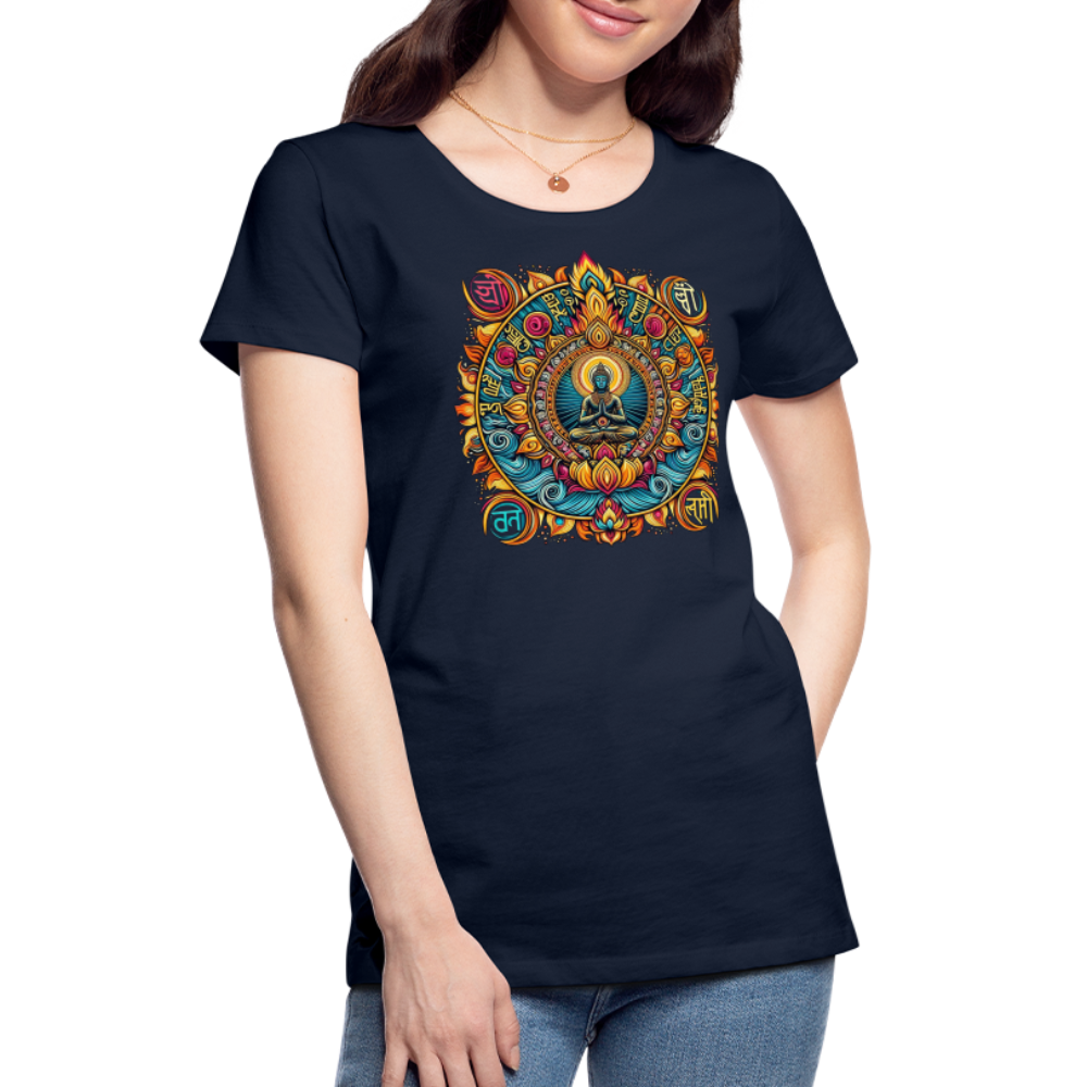 Damen Sommer Top Spirituelles Yoga T-Shirt Rundhals Streetwear lockeres Damentop - Navy
