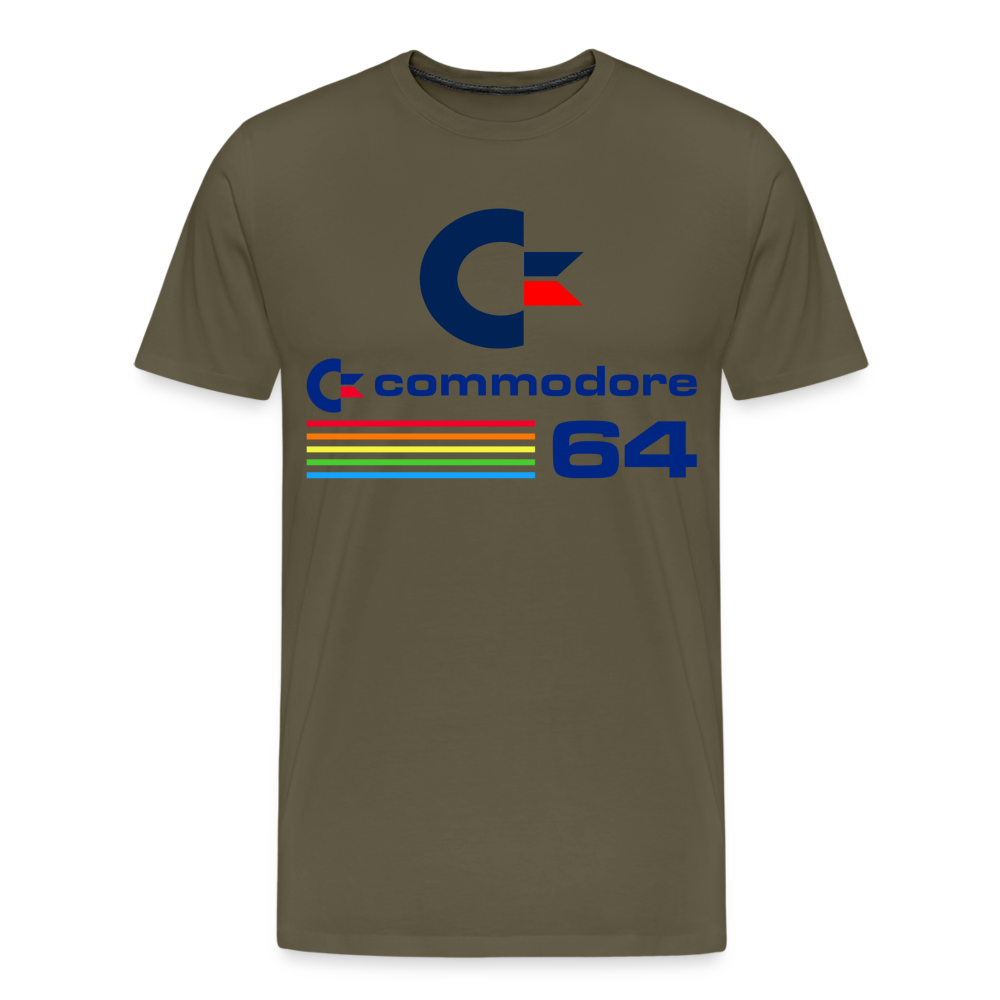 Fashion Herren Gaming Top Commodore T-Shirt Retro Streetwear 100 % Baumwolle - Khaki