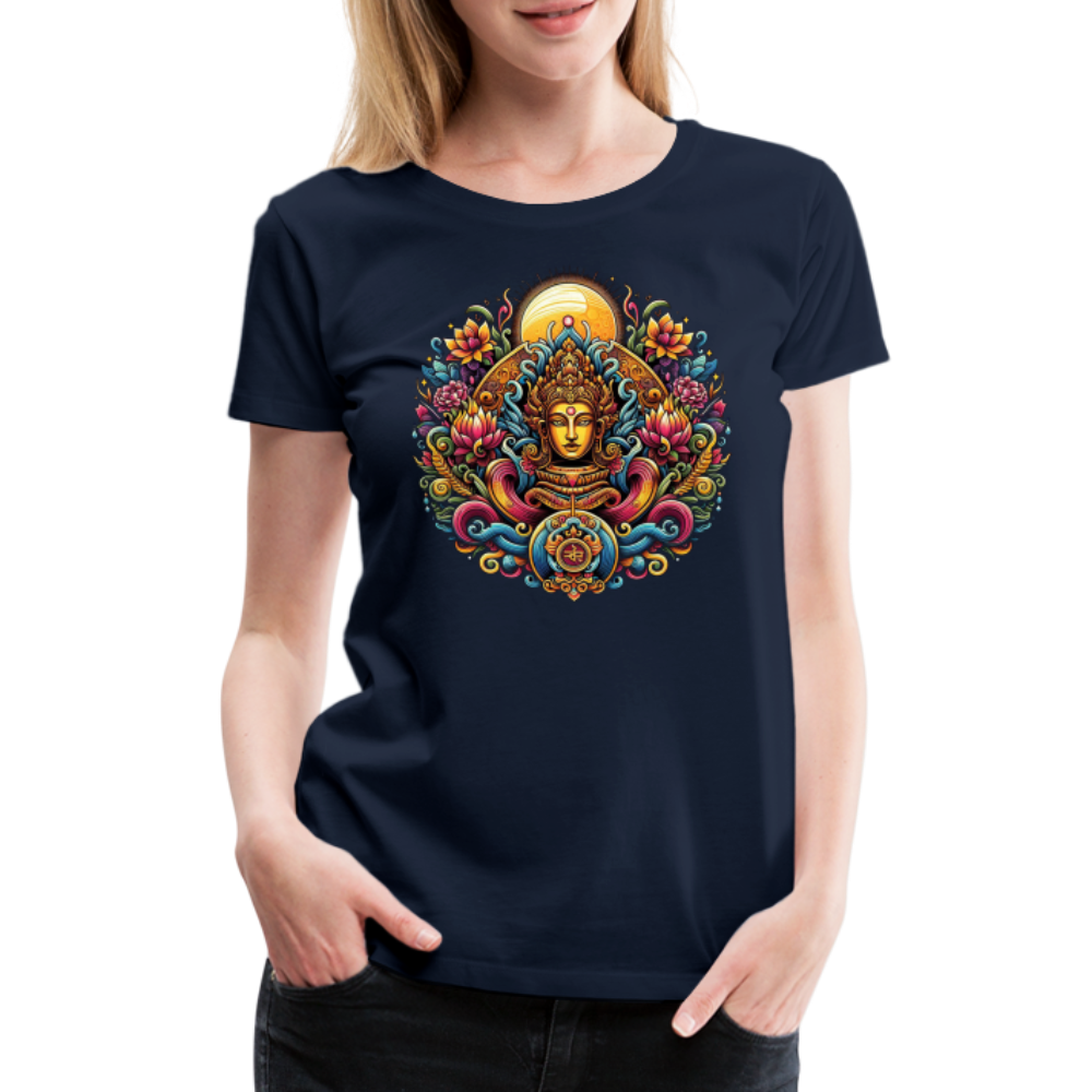 Damen Sommer Top Spirituelles Yoga T-Shirt Rundhals Streetwear lockeres Damentop - Navy