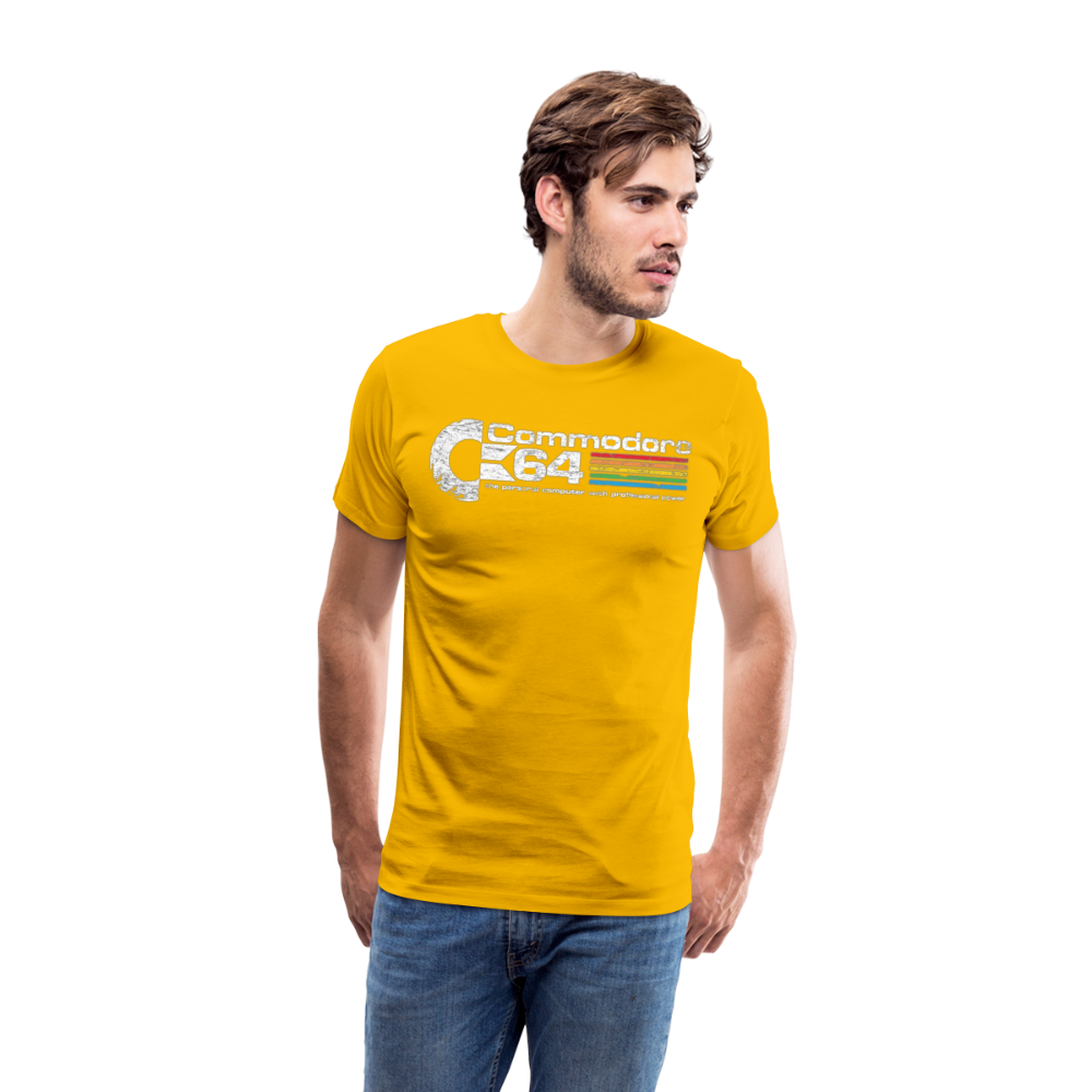 Fashion Herren Gaming Top Commodore T-Shirt Retro Streetwear 100 % Baumwolle - Sonnengelb