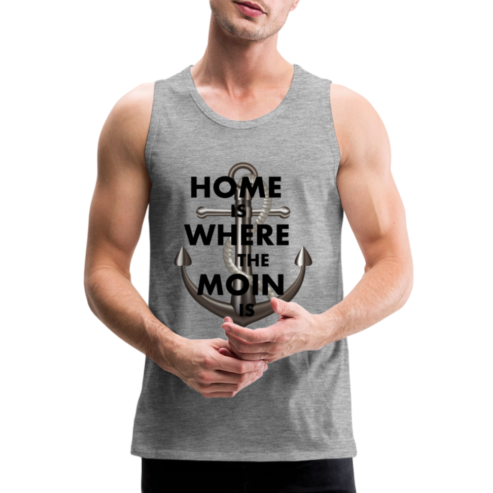 Männer Premium Tanktop T-Shirt Muskelshirt Achselshirt Home is Where the Moin is - Grau meliert