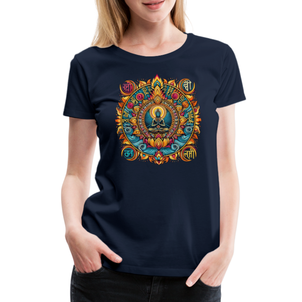 Damen Sommer Top Spirituelles Yoga T-Shirt Rundhals Streetwear lockeres Damentop - Navy
