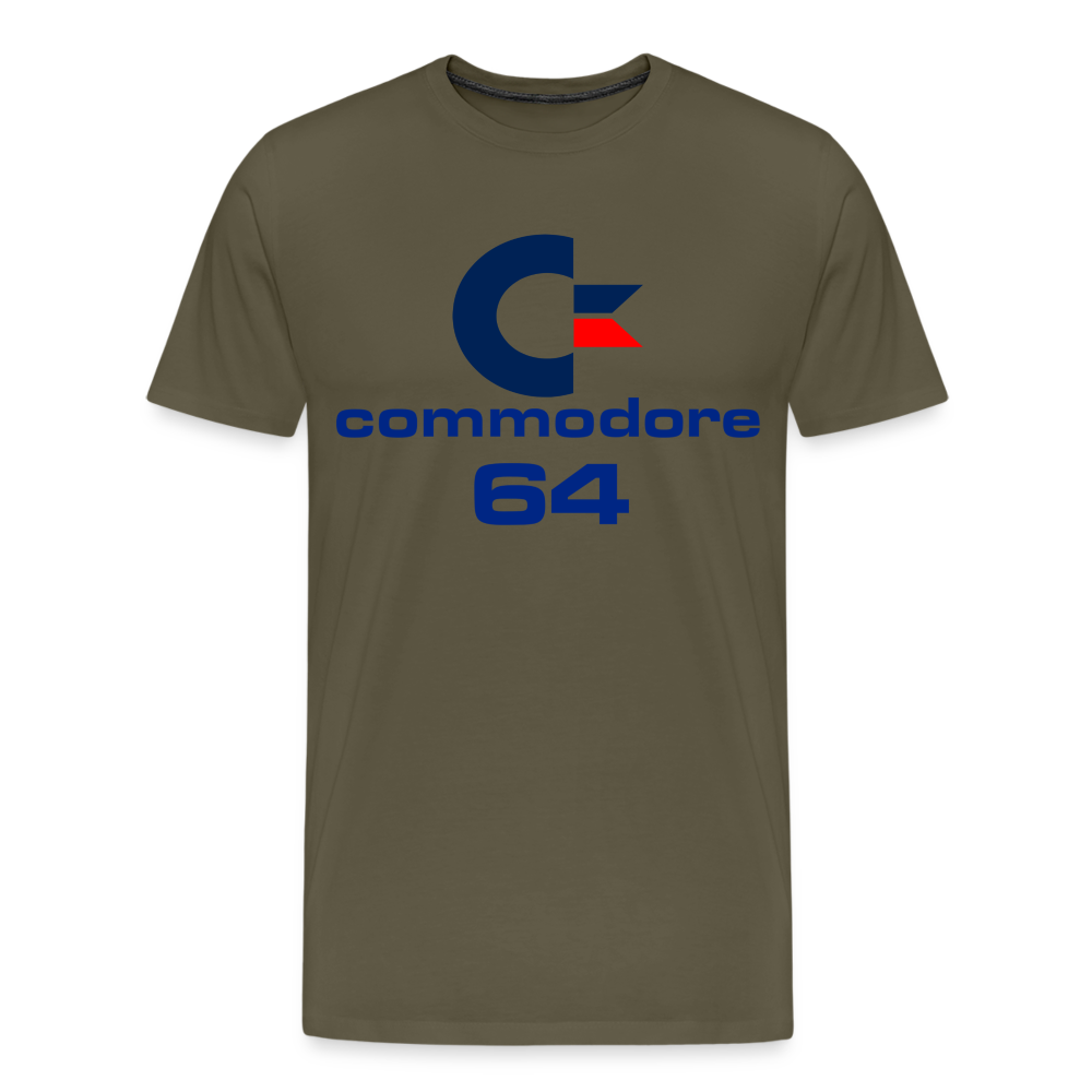 Fashion Herren Gaming Top Commodore T-Shirt Retro Streetwear 100 % Baumwolle - Khaki