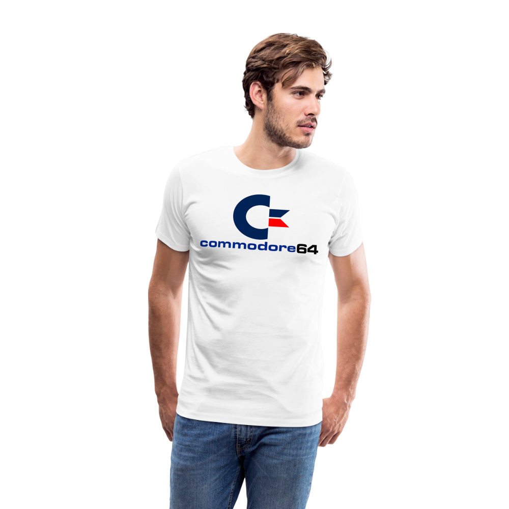 Fashion Herren Gaming Top Commodore T-Shirt Retro Streetwear 100 % Baumwolle - Weiß