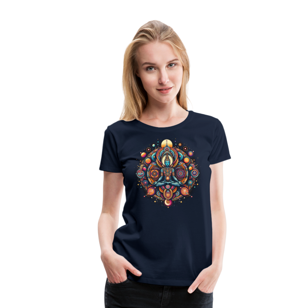 Damen Sommer Top Spirituelles Yoga T-Shirt Rundhals Streetwear lockeres Damentop - Navy