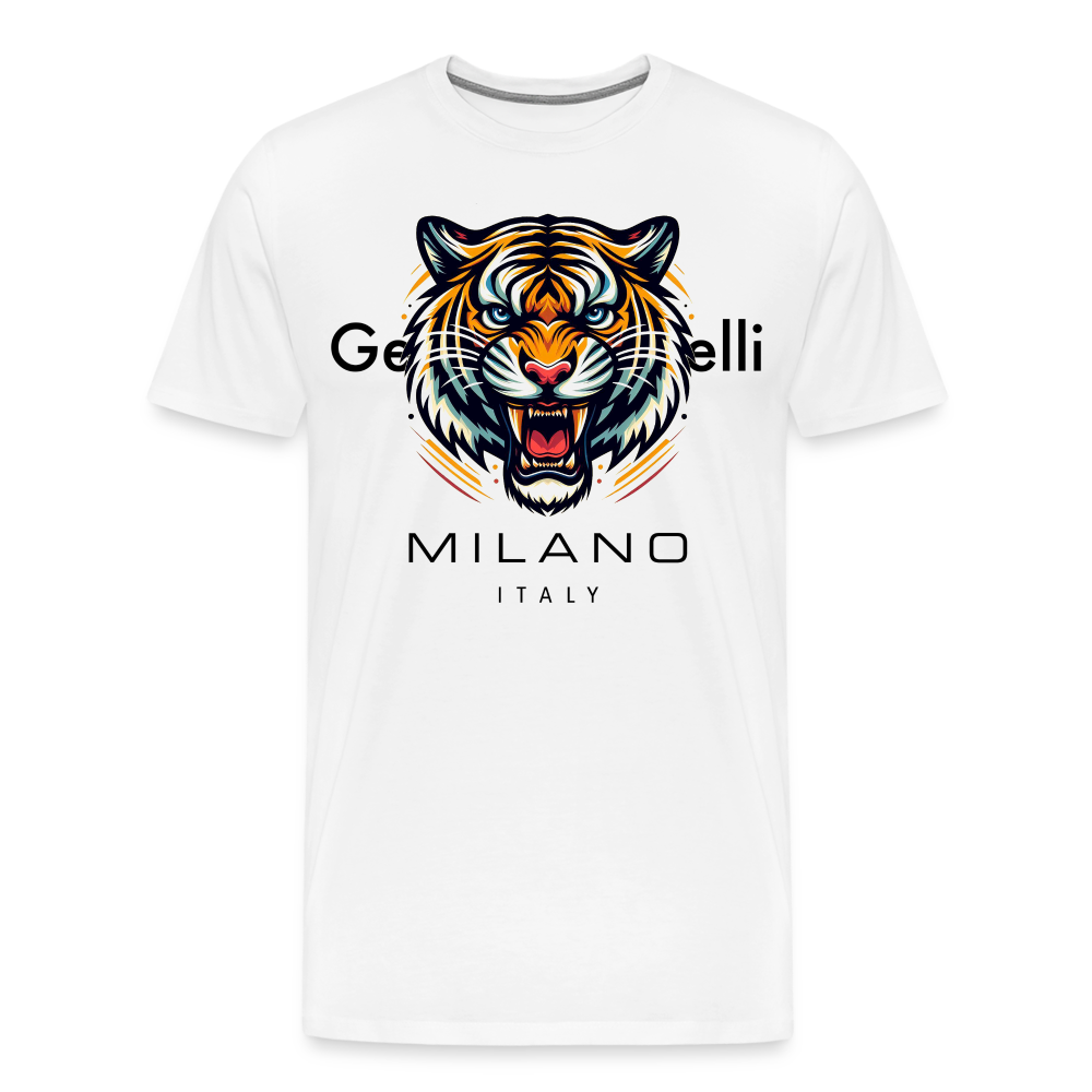 Männer T-Shirt Rundhals Unisex Tiger Sommer Streetwear Tank Top 100% Baumwolle - Weiß