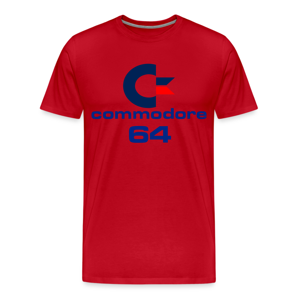 Fashion Herren Gaming Top Commodore T-Shirt Retro Streetwear 100 % Baumwolle - Rot